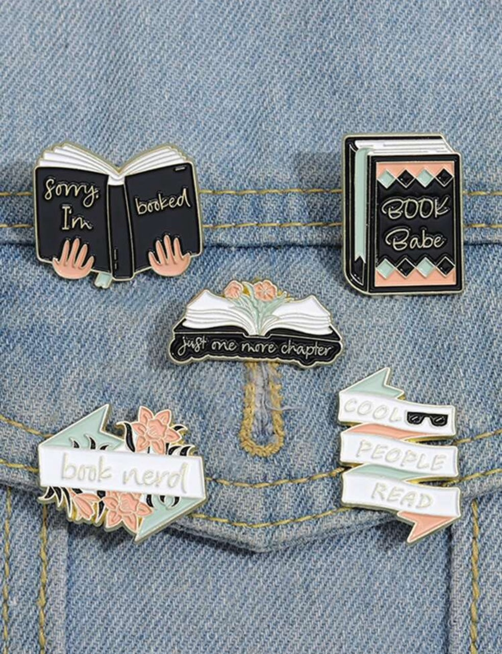 Bookworm Pins Set of 5