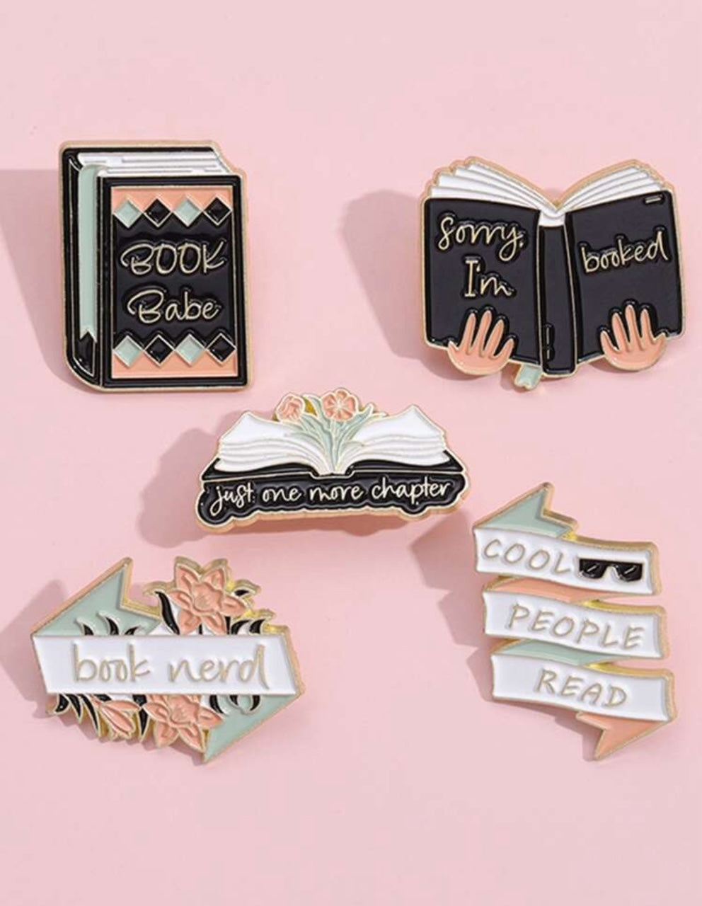 Bookworm Pins Set of 5